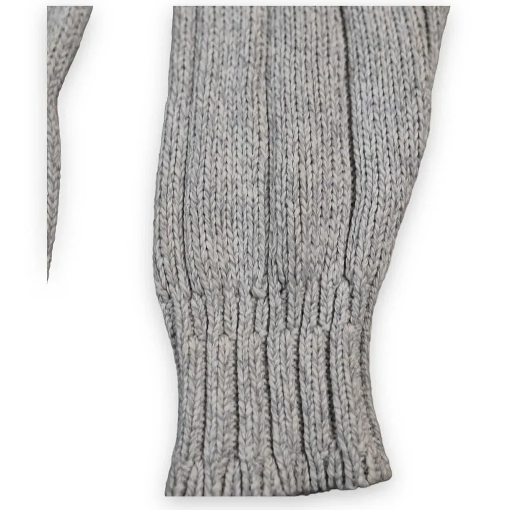 GANT‎ Hand Framed Sweater Heavy Cotton Medium Gray Shawl Collar Fisherman Cable